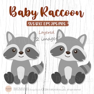 Bébé raton laveur SVG, animaux des bois SVG, forêt, chemise de raton laveur, vinyle, raton laveur SVG pour Cricut, couches, DXF, Cricut, silhouette, téléchargement instantané_CF204