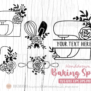 Baking Split SVG, Padaria, Monograma de cozinha, Moldura, Sinal, Cozinhar, Avental, PNG, DXF, Arquivo de corte, Cricut, Silhueta, Uso comercial, Download instantâneo_CF280