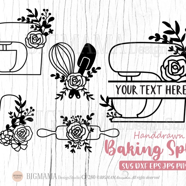 Baking Split SVG,Bakery,Kitchen Monogram,Frame,Sign,Cooking,Apron,PNG,DXF,Cut File,Cricut,Silhouette,Commercial use,Instant download_CF280