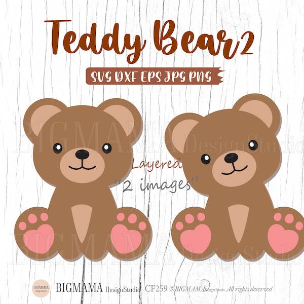 Cute Teddy Bear Svg,Sitting Teddy,Baby bear svg,Woodland Animals,Birthday,Layered,DXF,Cricut,Clipart,PNG,DXF,Silhouette_CF259