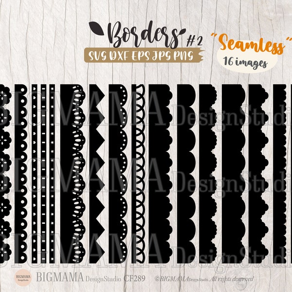 Bordure en dentelle, Bordure Svg, Sans soudure, Motif, Bordure Svg Bundle, Bordure Svg Fichiers, Simple, Cricut, Silhouette, DXF, PNG, Fichier de coupe, Téléchargement instantané_CF289