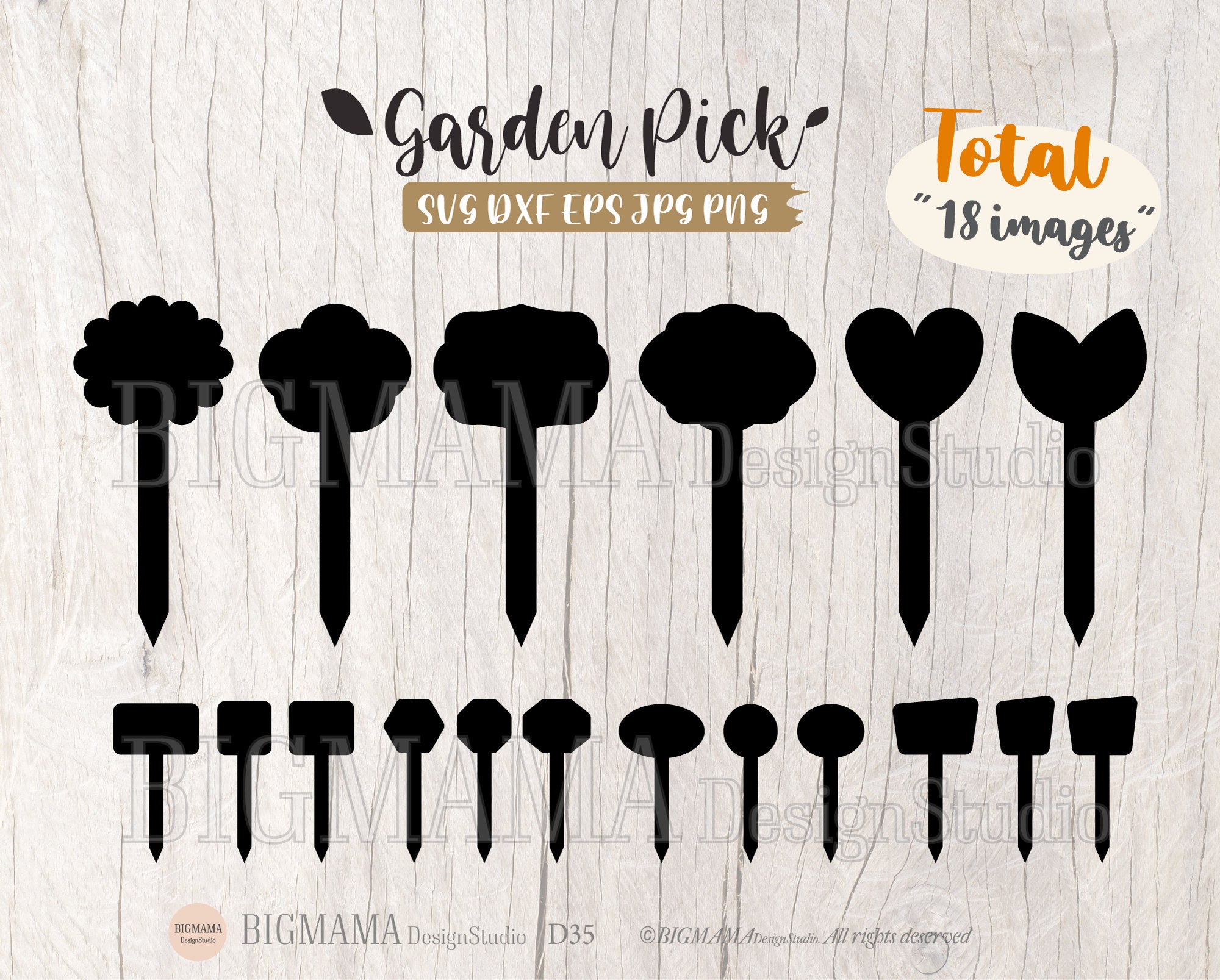 Garden Pick Svg,garden Markers,plant Pick Labels,bundle,dxf