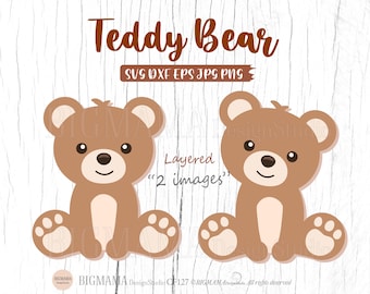 Baby Bear SVG Boy Bear SVG Cricut File Woodland Svg Cute Bear SVG