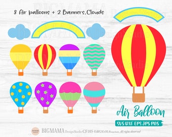 Luftballon SVG, DXF, Party Decor, Ballon geschnitten Datei, Bundle, Geburtstag, PNG, Heißluftballon, Cricut, Silhouette, kommerzielle Nutzung, Instant download_KF105