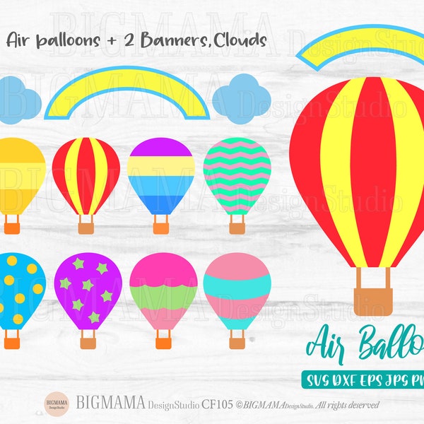 Air Balloon SVG,DXF,Party Decor,Balloon Cut File,Bundle,Birthday,PNG,Hot Air Balloon,Cricut,Silhouette,Commercial use,Instant download_CF105