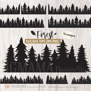 Foresta SVG, Silhouette albero, Pino, DXF, Albero di Natale, Abete rosso, File di taglio, Bundle, Forma albero, Linea, PNG, Cricut, Silhouette, Download istantaneo_CF195