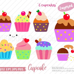 Cupcake SVG, DXF, überlagert, süß, Dessert, Essen, Muffin, Kinder, Mädchen, Kinder, Party, Cricut, Silhouette, PNG, T-shirt, Becher, Clipart, Instant download_ CF348
