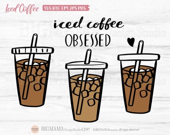 Iced Coffee Cup SVG,Coffee Mug,DXF,Coffee Bundle,coffee tumbler,T-shirt,Vinyl,Tumbler,Cricut,Silhouette,Commercial use,Instant download_CF97