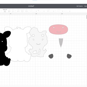 Puede incluir: Un dise&ntilde;o de silueta de vaca en blanco y negro con una nariz rosa y manchas negras. El dise&ntilde;o est&aacute; separado en capas para facilitar el corte.