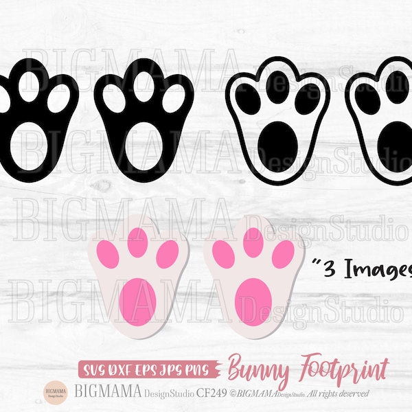 Empreintes de lapin de Pâques SVG, pied, pieds de lapin, DXF, mignon, Clipart, T-shirts, vinyle, Cricut, Silhouette, fichier de coupe, numérique, téléchargement instantané_CF249