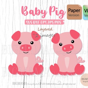 Baby Pig SVG,Cut File,Piggy,Pig Layered,DXF,Pig Svg File,Paper,Animal Svg,Pig Svg For CriCut,Kid,Vinyl,Silhouette,Instant download_CF133