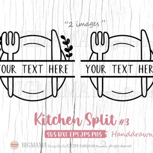 Küche Split Frame SVG,Messer,Logo,Besteck,Essen,Monogramm,Kochen,Utensilien,Restaurant,Cut Datei,PNG,DXF,Clipart,Cricut,Silhouette_KF293