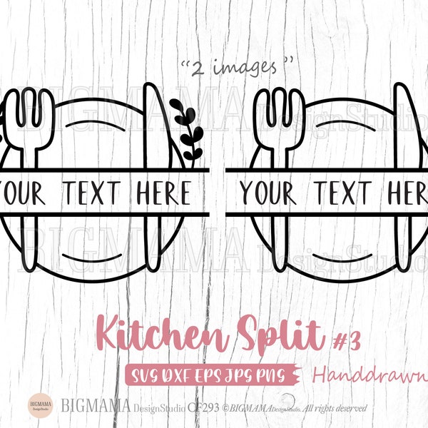 Kitchen Split Frame SVG,Knife,Logo,Cutlery,Food,Monogram,Cooking,Utensils,Restaurant,Cut file,PNG,DXF,Clipart,Cricut,Silhouette_CF293
