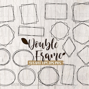 Dubbel frame SVG, vierkante framebundel, dubbele rand, rechthoek, cirkelframe, ovaal, doodle, Cricut, silhouet, commercieel gebruik, Instant download_CF45