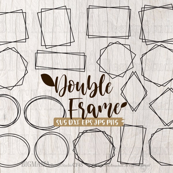 Double Frame SVG,Square Frame Bundle,Double Border,Rectangle,Circle Frame,Oval,Doodle,Cricut,Silhouette,Commercial use,Instant download_CF45