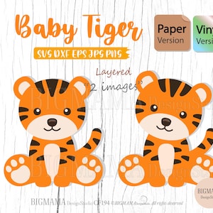 Baby Tiger SVG, Cricut, Cut-Datei, DXF, Safari, Dschungel, Safari, Dschungel, Tier svg, Tiger svg für CriCut, Silhouette, Sofort-Download