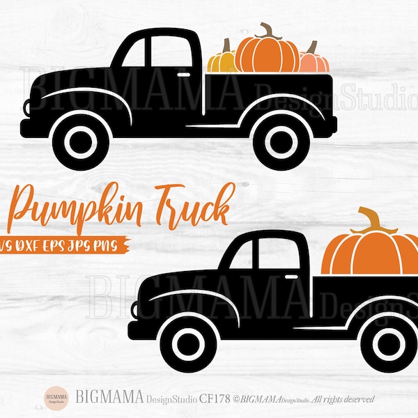 Pumpkin Truck SVG file,Fall Truck,DXF,Fall Pumpkin Truck,Cut file,Autumn,PNG,Vintage,Thanksgiving,Cricut,Silhouette,Instant download_CF178