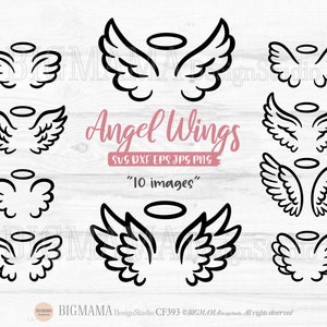 Angel wings SVG,Angel wings svg,PNG,Wings shape,Outline,Christian Wings,DXF,Cut file,Cricut,Silhouette,Bundle,Clipart,Instant download_CF393