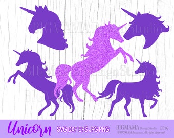 Unicorn Silhouette  SVG for Cricut,DXF,Girls,Glitter unicorn,Kids,Unicorn head,Horse,Shirt,Commercial use,Digital,Instant download_CF26