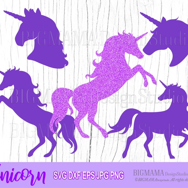 Unicorn Silhouette  SVG for Cricut,DXF,Girls,Glitter unicorn,Kids,Unicorn head,Horse,Shirt,Commercial use,Digital,Instant download_CF26