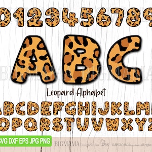 Leopard Alphabet SVG,Safari,Numbers,Letters,Bundle,Animal Print,Wild Life,Monogram,PNG,Cut File,Cricut,Silhouette,Font,Instant download_D68