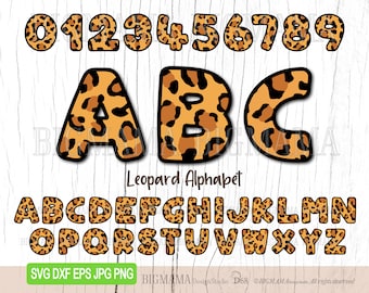 Leopard Alphabet SVG,Safari,Numbers,Letters,Bundle,Animal Print,Wild Life,Monogram,PNG,Cut File,Cricut,Silhouette,Font,Instant download_D68
