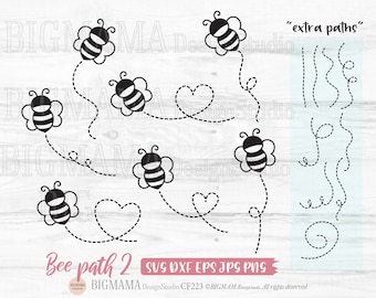 Bee Bundle SVG,BumbleBee,Bee With Heart,Honeybee,Bundle,Bee Path,Clipart,DXF,Cut File,PNG,Vinyl,Cricut,Silhouette,Instant download_CF223
