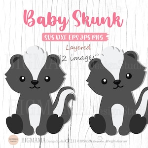 Baby Skunk SVG,Woodland Animals,Nursery,Skunk Svg File,Cute,Vinyl,PNG,Shirt,Clipart,Layered,DXF,Silhouette,Instant download_CF211