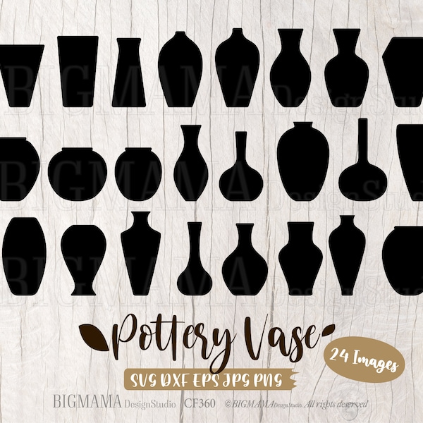 Pottery Vase Bundle SVG,Vase Template,Flowers Decor,Jar,Ceramic,DXF,Craft,Art,Cut File,Handmade,Cricut,Silhouette,Instant download_CF360