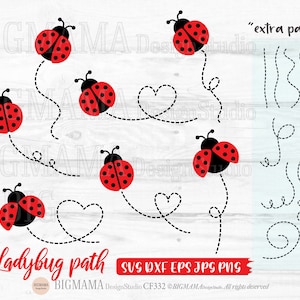 Ladybug Path SVG,Ladybug With Heart,Insect,Bundle,Layered,Clipart,DXF,Cut File,PNG,Vinyl,Cricut,Silhouette,Instant download_CF332