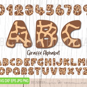 Giraffe Alphabet SVG,Safari,Numbers,Letters,Bundle,Animal Print,Wild Life,Monogram,PNG,Cut File,Cricut,Silhouette,Font,Instant download_D67