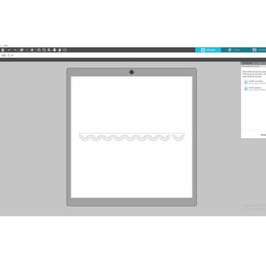 May include: A computer screen displaying a design program with a white background and a gray border. The design program shows a white scalloped border at the bottom of the screen.