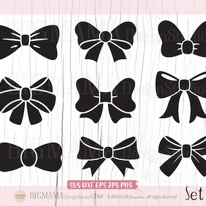 Pacchetto Papillon SVG, Papillon SVG, File di taglio Papillon, Cravatta a nastro, DXF, Cricut, Silhouette, Uso commerciale, Download istantaneo_CF69