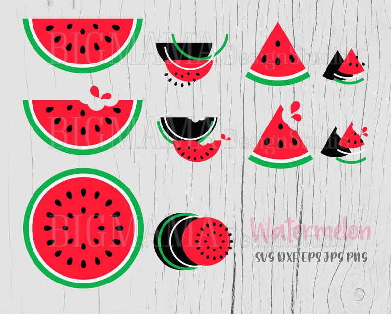 Vattenmelon SVG, Frukter DXF, Sommar, Frukt svg, Vattenmelon skiva, Klipp fil, Skiktad, Skärning, Cricut, Siluett, Kommersiellt bruk, Direkt nedladdning_CF53 bild 2