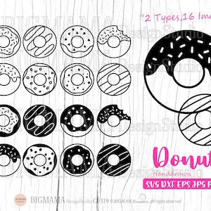Donut Outline SVG,Bundle,Digital Stamp,Doodle,Cut File,Doodle,Dessert,Food,Doughnut,Sweets,Cricut,Silhouette,Clipart,Instant download_CF319