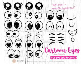 Cartoon Eyes SVG,Comic Book Eyes Svg Bundle,Googly Eyes,Out Line,Cut File,PNG,Digital Stamp,Stencil,Cricut,Silhouette,Instant download_CF320