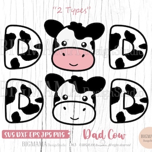 Papa Kuh SVG,Daddy,Kuh Gesicht,Bauernhof,Eltern,Baby,Cut File,Junge,Mädchen,Kinder,Clipart,Tshirt,PNG,Cricut,Silhouette,Digital,Instant download_D63