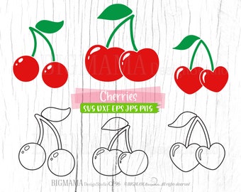 Cherry SVG,Fruits DXF,Summer,Cherries svg,Fruit svg,PNG,Cut file,Cutting,Cricut,Silhouette,Commercial use,Instant download_CF96