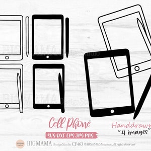 Tablet SVG,Mobile Deivce,Tablet Template,Doodle,Tablet Frame,Outline,eletronic,Cricut,PNG,Cut file,Instant download_CF463