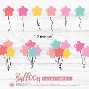 Sterballon SVG, sterren, ballon gesneden bestand, feest, verjaardag, evenement, ballon clipart, snijbestand, png, cricut, instant download_CF486