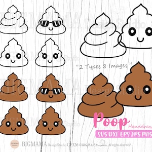 Schattig kak SVG, kak Emoji Svg bundel, toilet, shirt, DXF, gelaagd, Kawaii, grappig, glimlachend kak, gesneden bestand, Cricut, silhouet, Instant download_CF326