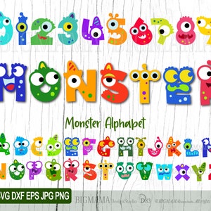 Monster Alphabet SVG, Números, Letras, Cumpleaños, Paquete, Nombre, Capas, PNG, Niños, Imágenes Prediseñadas, Fuente, Cricut, Monograma, PNG, Descarga instantánea_D83