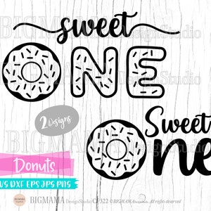 Süßer Donut SVG, Donut One, Out Line, DXF, geschnitten Datei, Donut, Tshirt, 1, Geburtstag, Donut streuen, printable, Cricut, Silhouette, Instant download_KF322