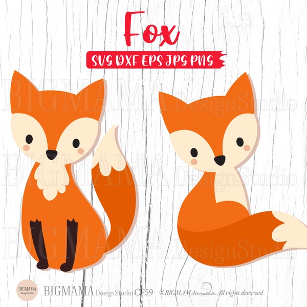 Fox SVG,Fox for Cricut,Fox svg cutfile,Fox DXF,Birthday,Animals,Cuttable,Vector,PNG,Cricut,Silhouette,Commercial use,Instant download_CF59