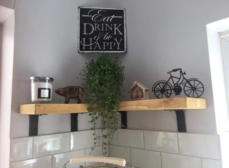 Narrow Rustic Wood Shelf With Brackets Etsy UK