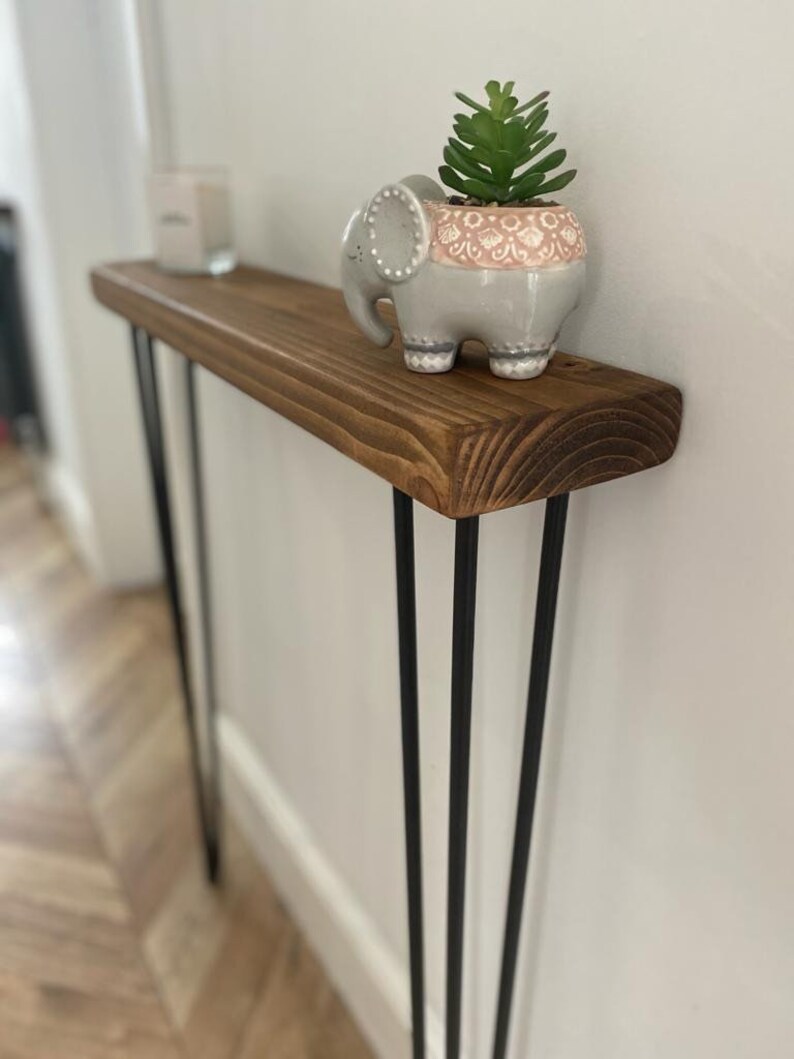 Rustic Console Table With Black Hairpin Legs Etsy UK