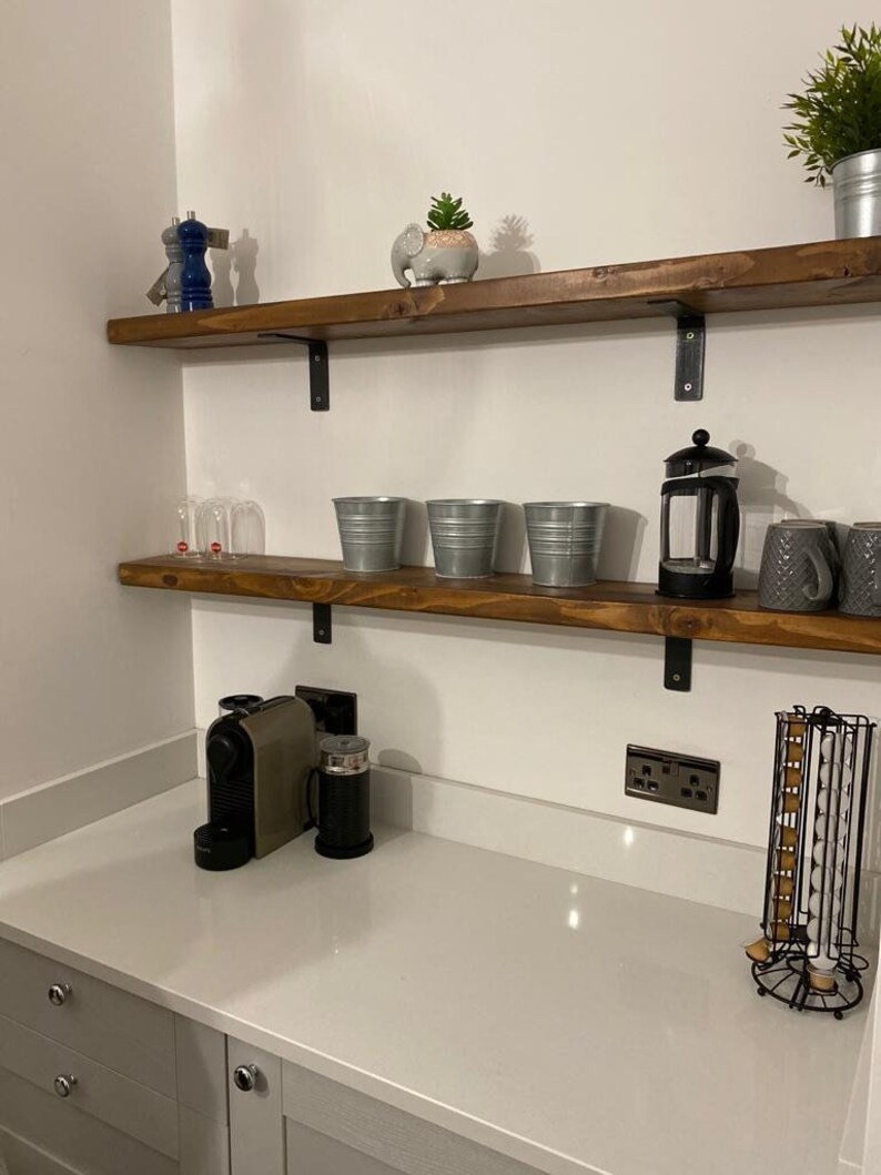 Narrow Rustic Wood Shelf With Brackets Etsy UK