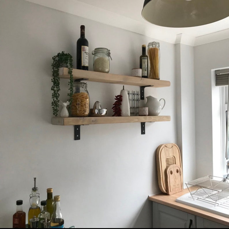 Narrow Rustic Wood Shelf With Brackets Etsy UK