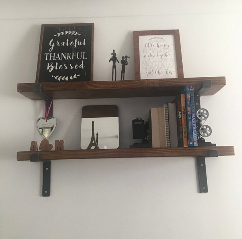 Narrow Rustic Wood Shelf With Brackets Etsy UK