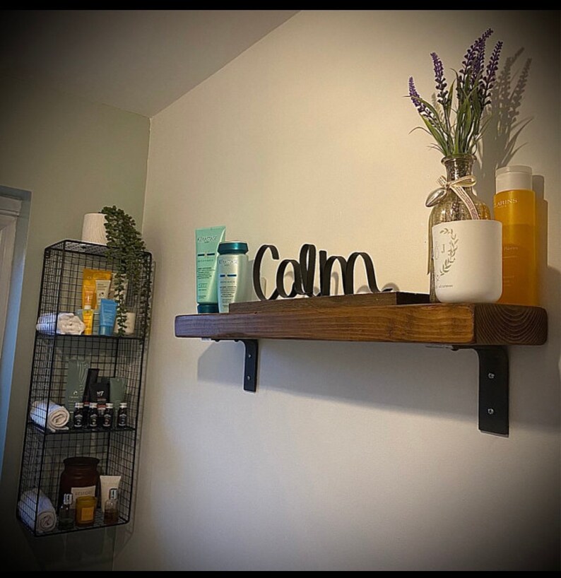 Narrow Rustic Wood Shelf With Brackets Etsy UK